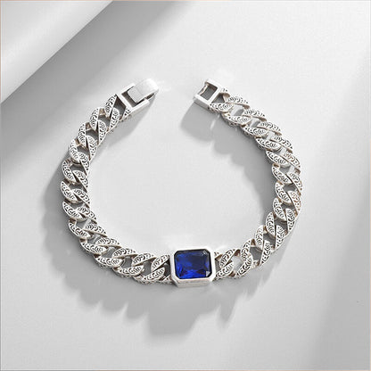 Vintage Sapphire Silver Men's Bracelet
