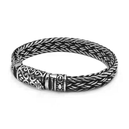 925 Silver Hand woven bracelet lettering vintage fashion men's personalized rough
