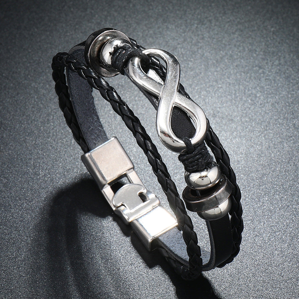 Retro Infinite Symbol Accessories Leather  Bracelet
