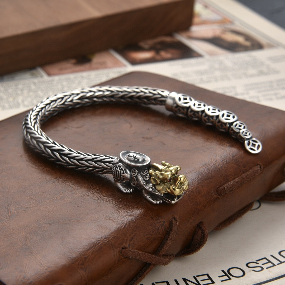 925 Silver Bracelet for Man Personality Woven