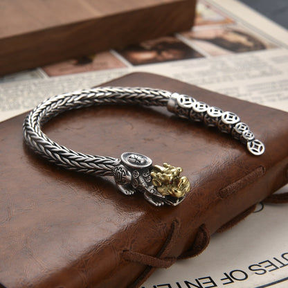 925 Silver Bracelet for Man Personality Woven