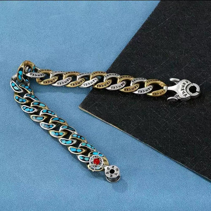 925 Silver Religious Vintage Gemstone Bracelet