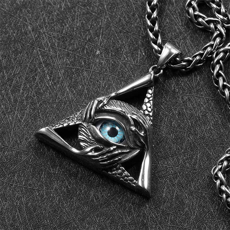 Personalized Triangle Devil's Eye Pendant Necklace