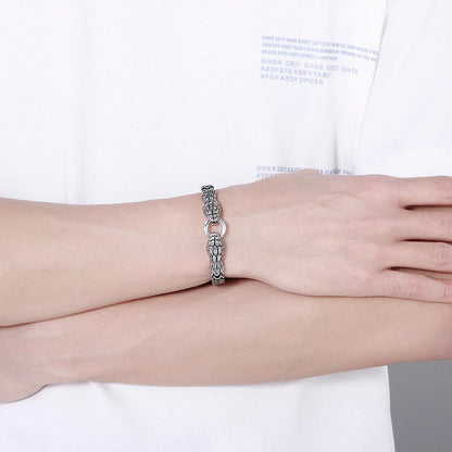 Double Snake Head Steel Bracelet