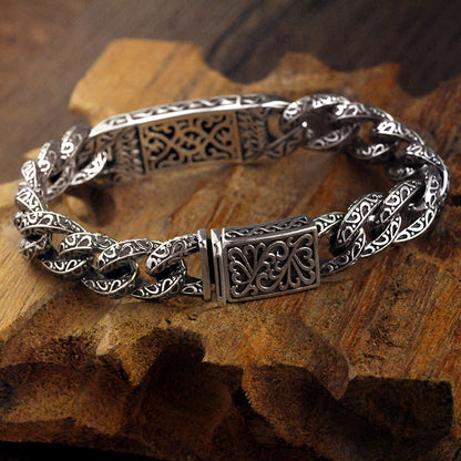 925 Silver retro auspicious rattan bolt bracelet