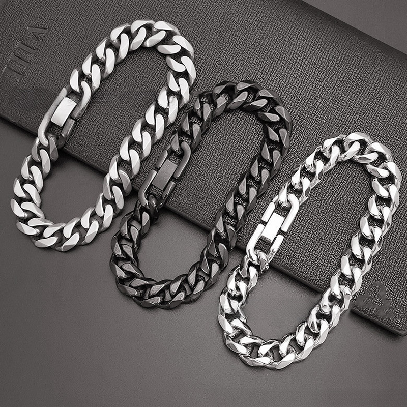 S925 silver Men's personality Cuban bracelet versatile Cuban chain high-grade polished Taiigang hand ornaments