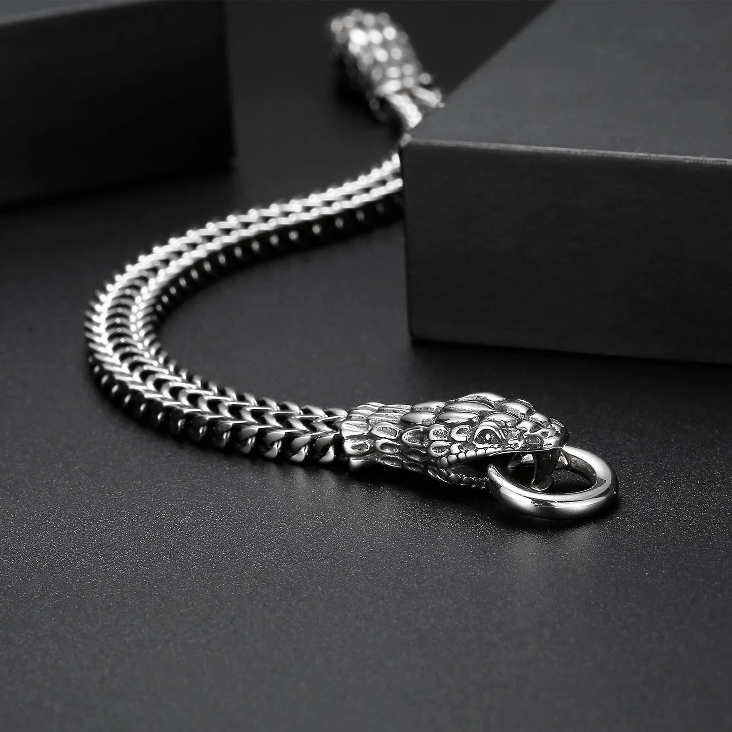 Double Snake Head Steel Bracelet
