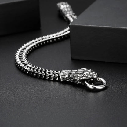 Double Snake Head Steel Bracelet