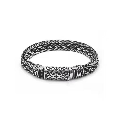 925 Silver Hand woven bracelet lettering vintage fashion men's personalized rough