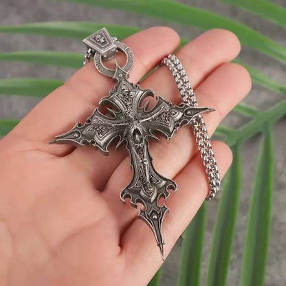 Personalized Retro Gothic Crucifix Skull Necklace