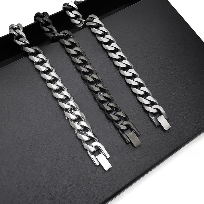 S925 silver Men's personality Cuban bracelet versatile Cuban chain high-grade polished Taiigang hand ornaments