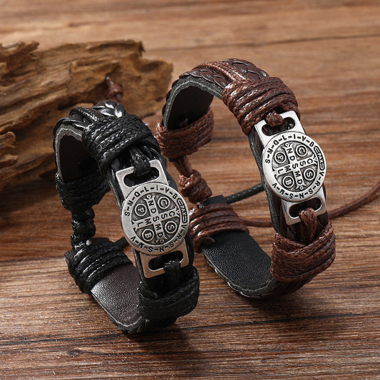 New Retro Men's Hand Woven Leather Bracelet