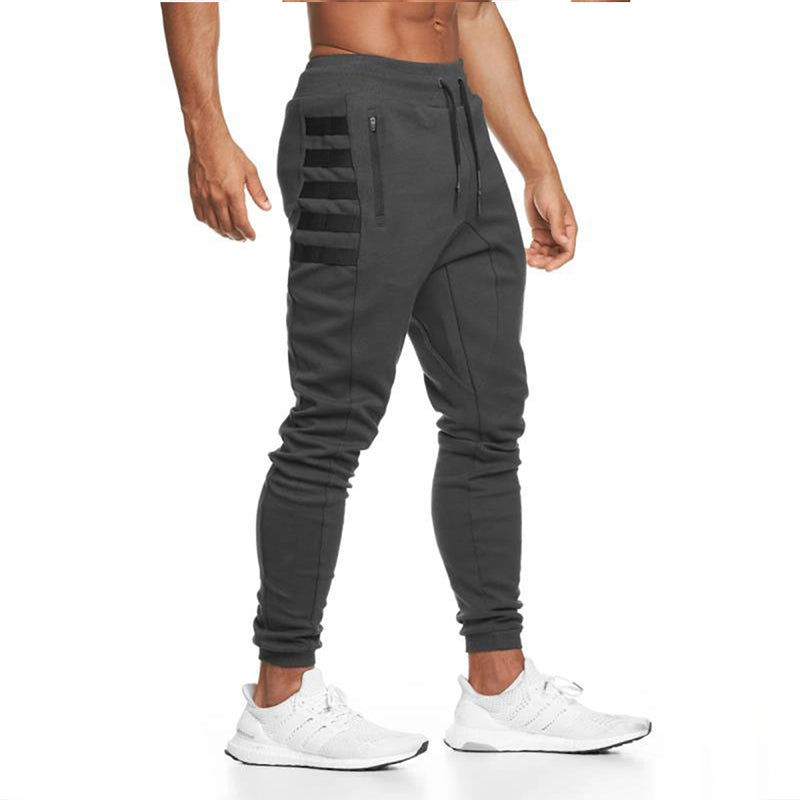 Solid Color Straps Sweat Pants