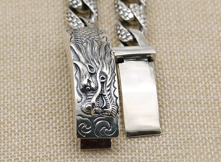 925 Silver European and American double ancient dragon bracelet