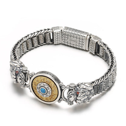 925 Silver Vintage Gossip Six-Character Mantra Bracelet