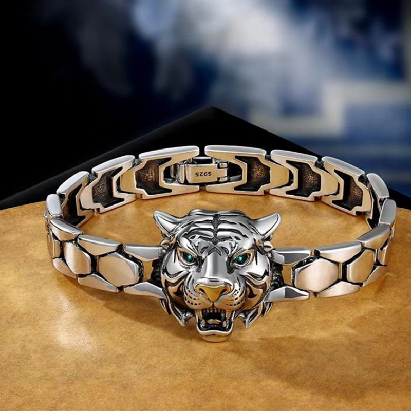 925 Silver Tiger Head Vintage Bracelet