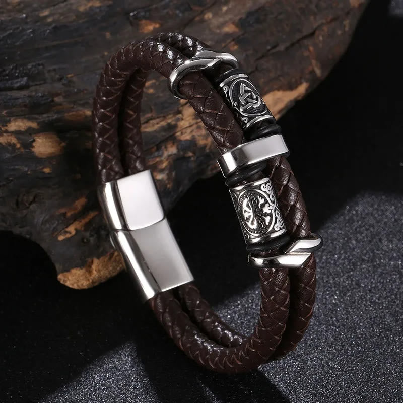 Celtic Knot And Viking Compass Stainless Steel Bracelet