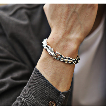 925 Silver Bracelet Men's Personality Fashion Jewelry Hip Hop Punk Style