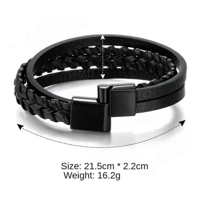 Magnet Leather Rope Hand Woven Bracelet