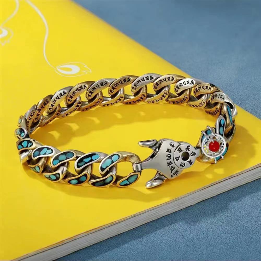 925 Silver Religious Vintage Gemstone Bracelet