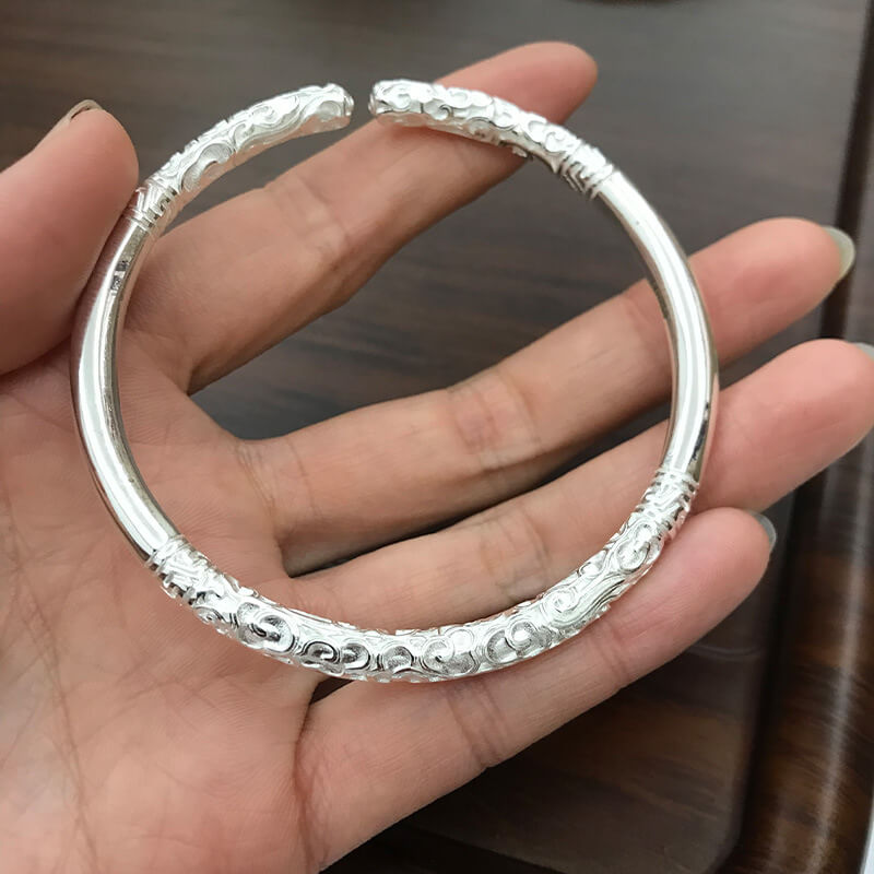 Black Myth Monkey King Ruyi Golden Hoop Silver Plated Men's Open Bracelet