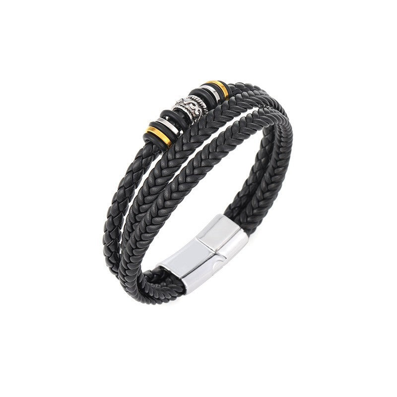 Three-layer Woven Ethnic Style Leather Bracelet