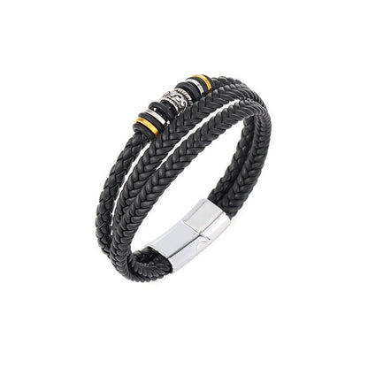 Three-layer Woven Ethnic Style Leather Bracelet