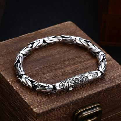 925 Silver Six Character Truth Vajra Pestle Bracelet