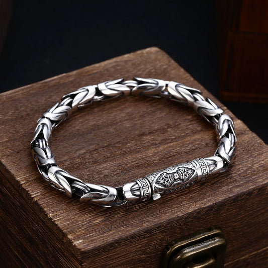 925 Silver Six Character Truth Vajra Pestle Bracelet