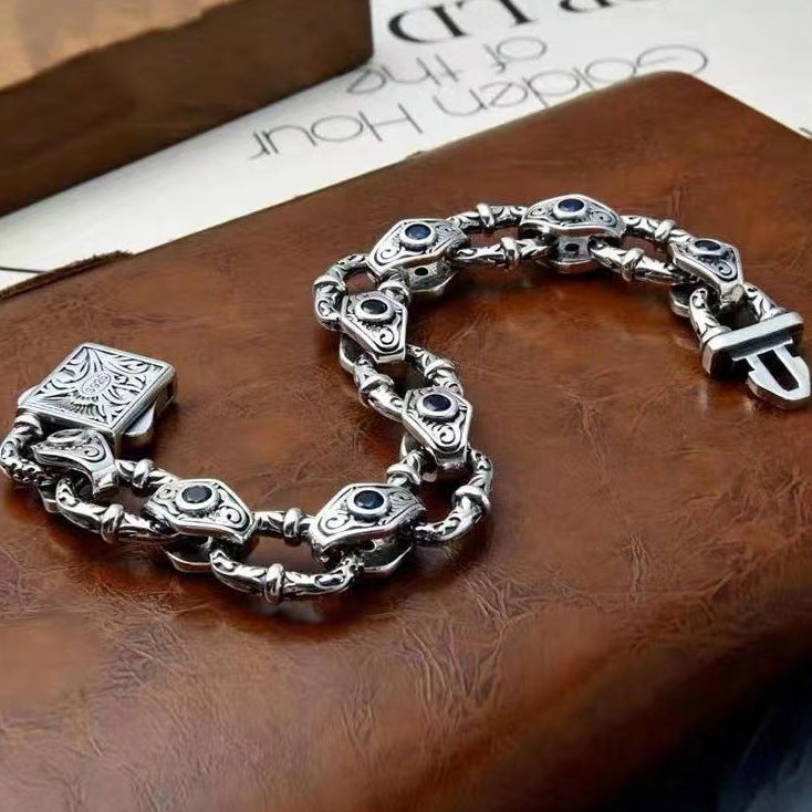 925 Silver Retro Vine Grass Pattern Bracelet