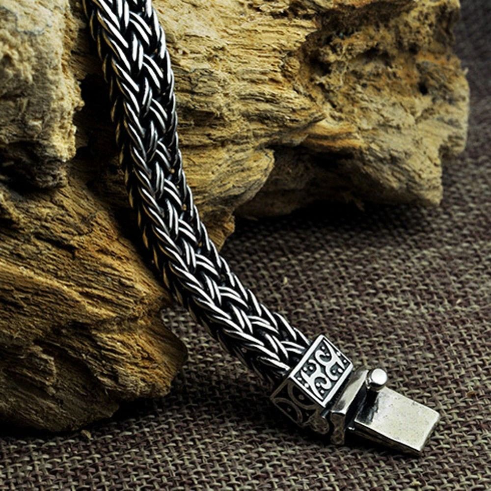 925 Silver Bracelet for Man Personality Woven
