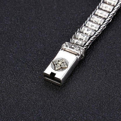 925 Silver Buddha Mantra Scripture Bracelet