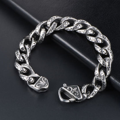 925 Silver Vintage Hip Hop Leopard Bracelet