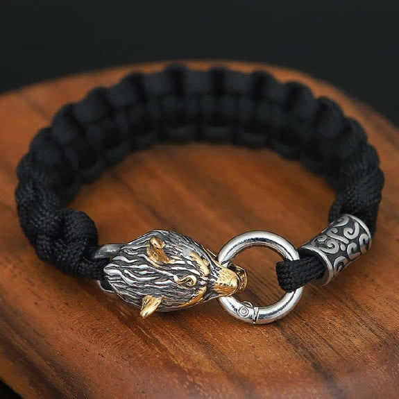 Nordic Mjolnir Wolf Head Bracelet