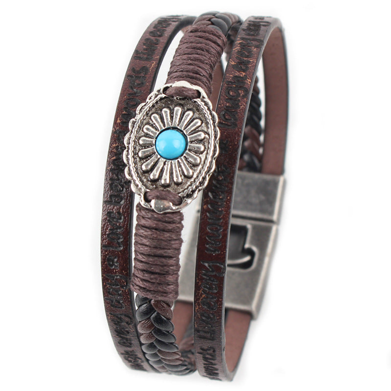 Flower multi-layer woven bracelet