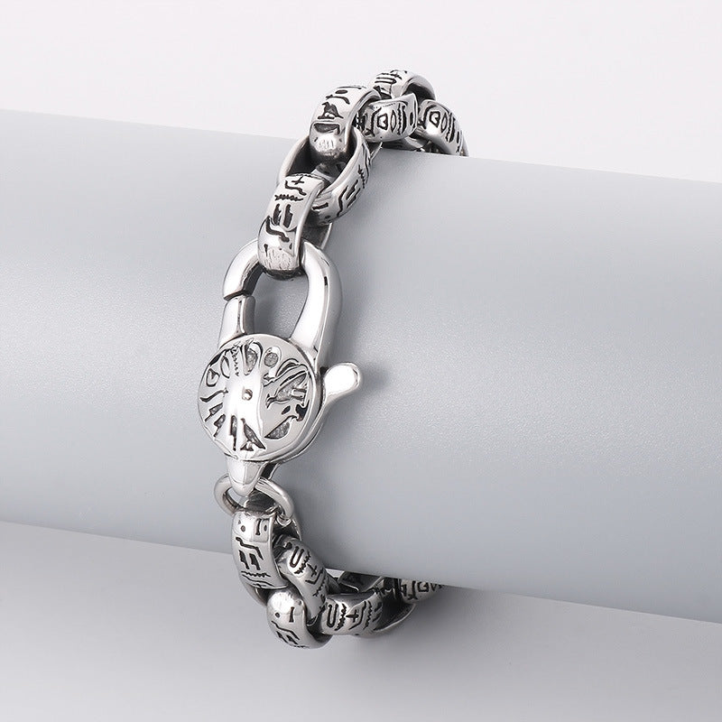 925 Silver Ancient Egyptian Pharaoh Pattern Bracelet