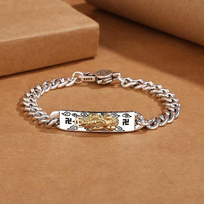 925 Silver Six-Character Mantra Pixiu Bracelet