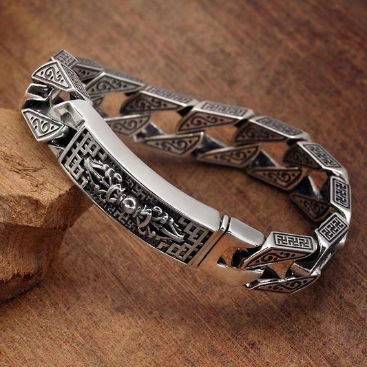 S925 Men's Six-Syllable Mantra Vajra Bracelet