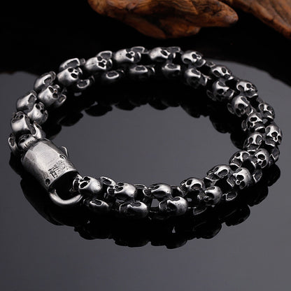 925 Silver Retro Skeleton Bracelet