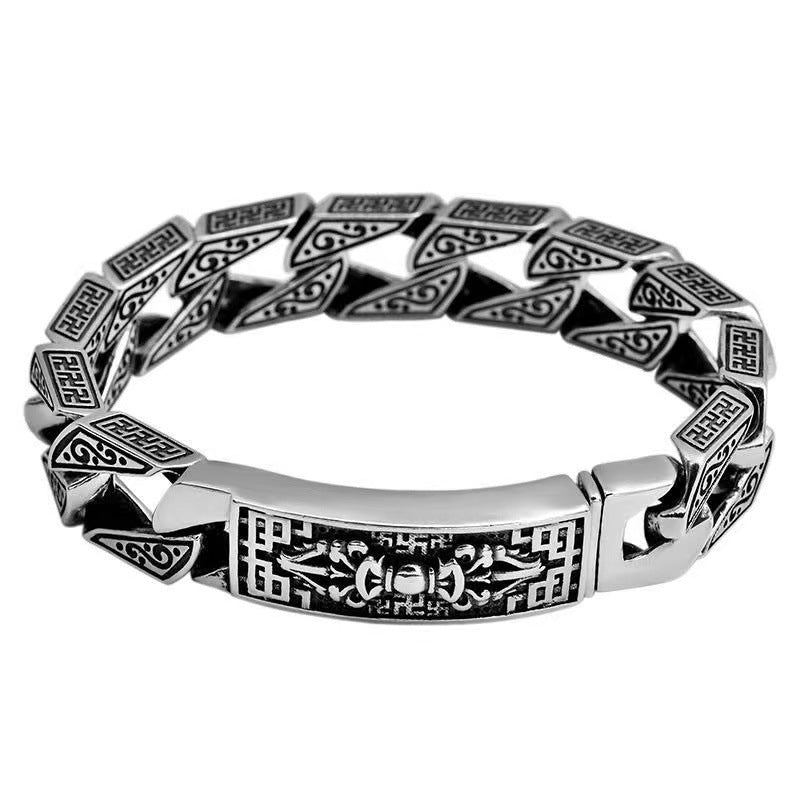 S925 Men's Six-Syllable Mantra Vajra Bracelet