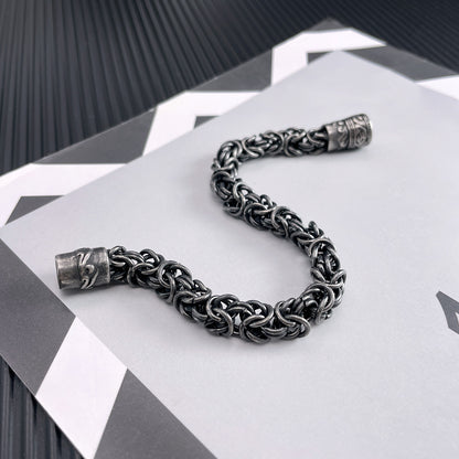 925 Silver Distressed Hip Hop Magnetic Bracelet