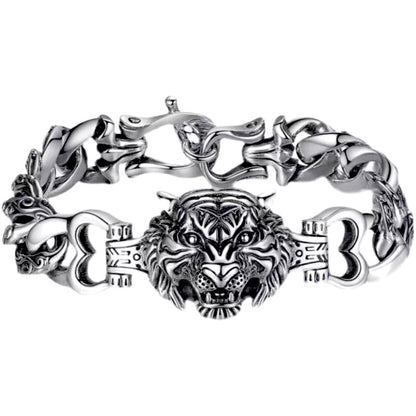 925 Silver Retro Trendy Domineering Tiger Head Bracelet