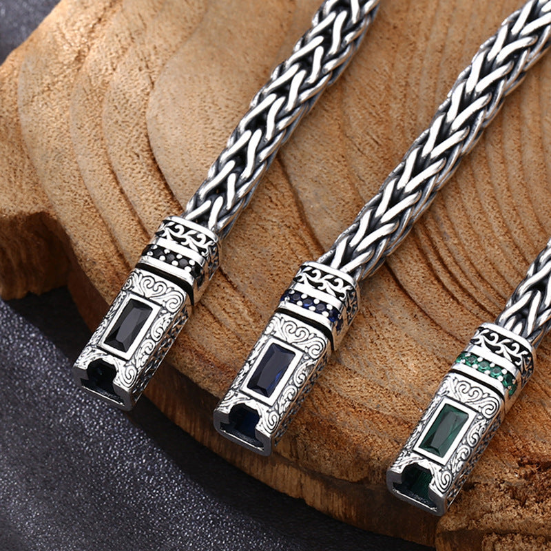 Inlaid zircon hemp rope bracelet