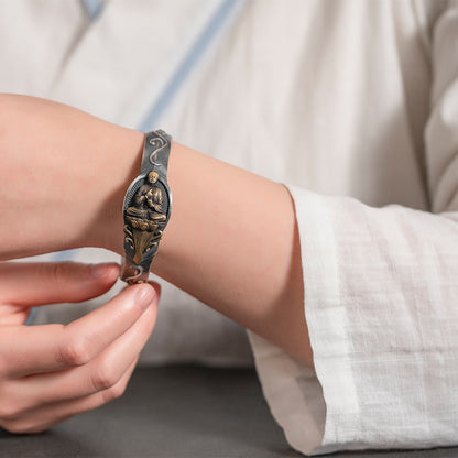 S925 Handmade Ethnic Style Retro Silver Jewelry 12 Zodiac Buddha Bracelet