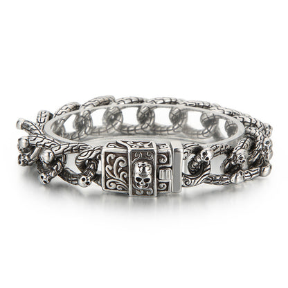Punk retro interlocking skull bracelet
