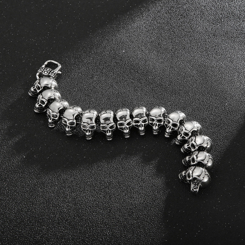 925 Silver Hip-hop Skull Bracelet