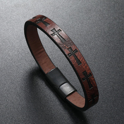 Alloy Leather  Men's Printed Cross Bracelet