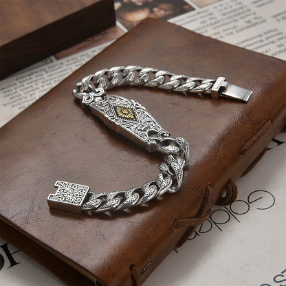 925 Sterling Silver Flower & Hope Chain Bracelet