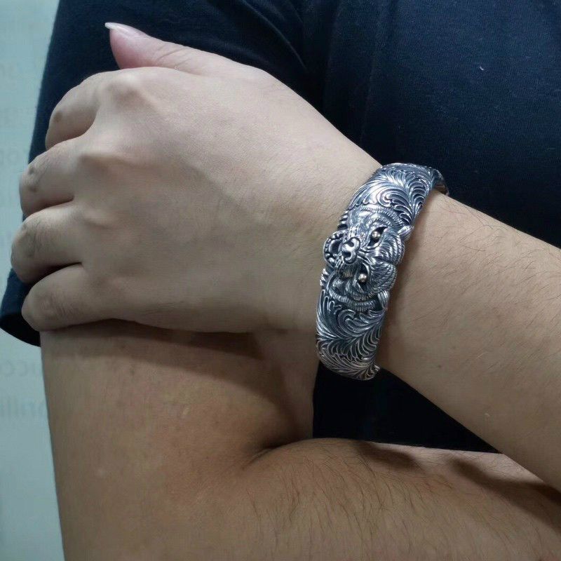 925 Silver Tiger Head Bracelet