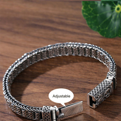 925 Silver Handmade Creative Color Dragon Scale Passepartout Prayer Wheel Bracelet